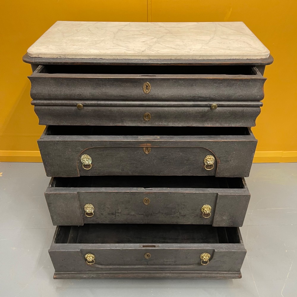 Dutch 18th century painted commode with faux marble top View X