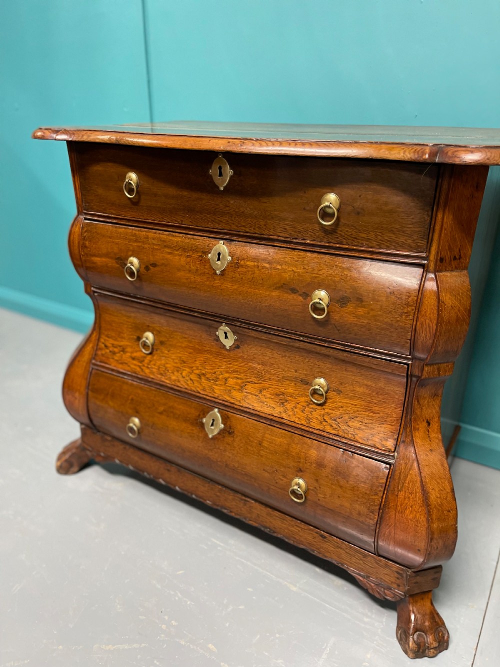 Dutch oak chest of drawers on lions paw feet View VI