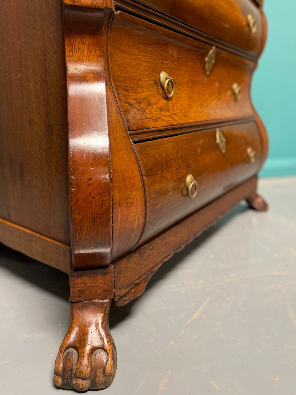 Dutch oak chest of drawers on lions paw feet View VIII