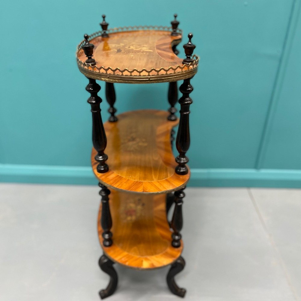 French marquetry 3 tier side table View IV