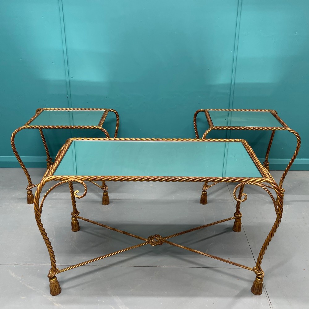 Italian mirrored gilt side and coffee table set View II