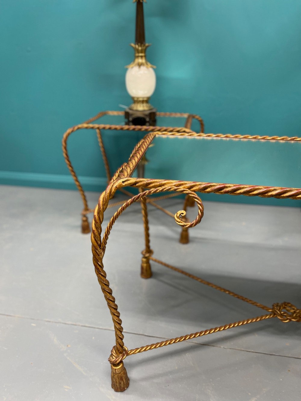 Italian mirrored gilt side and coffee table set View III