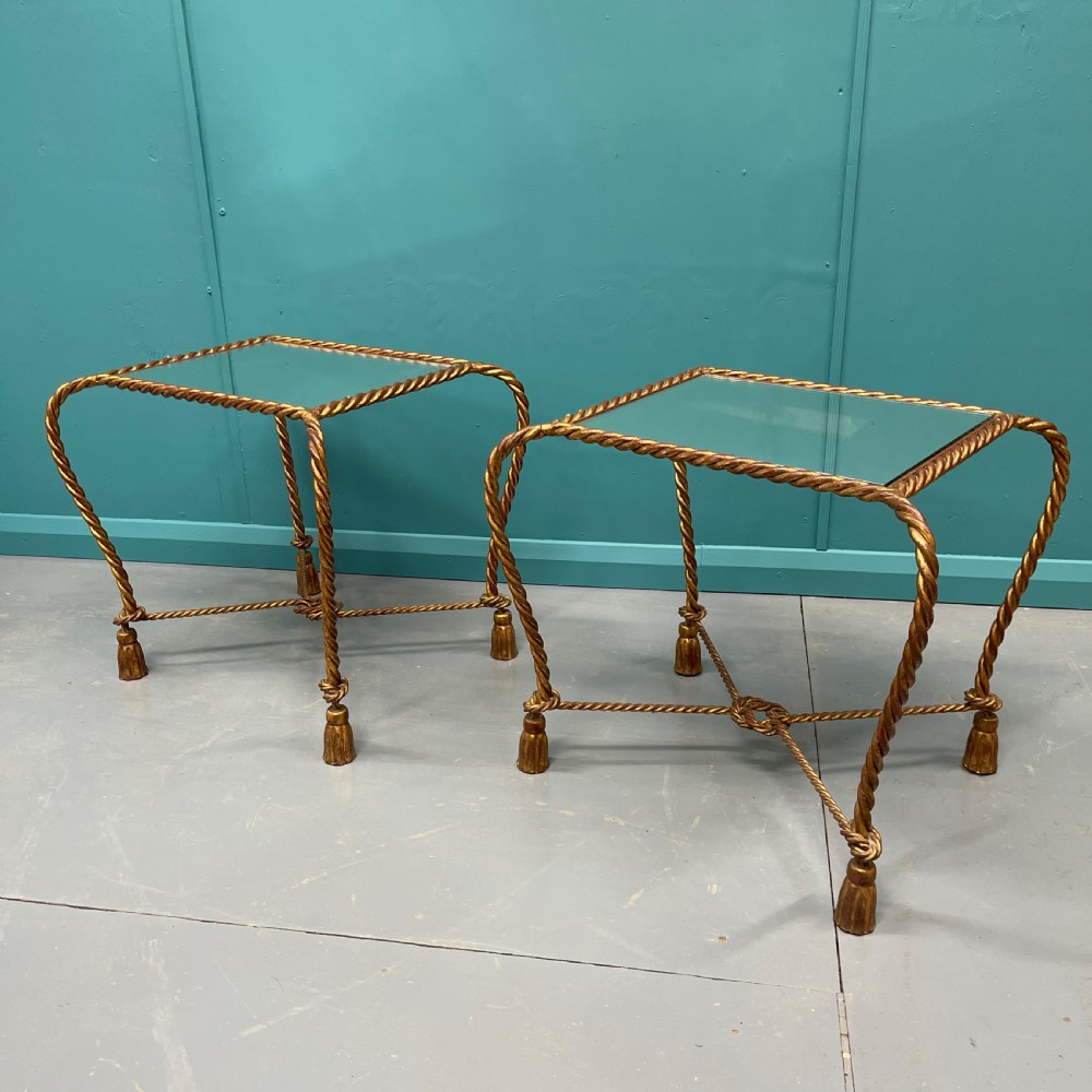 Italian mirrored gilt side and coffee table set View IX