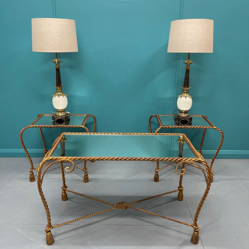 Italian mirrored gilt side and coffee table set View XIII
