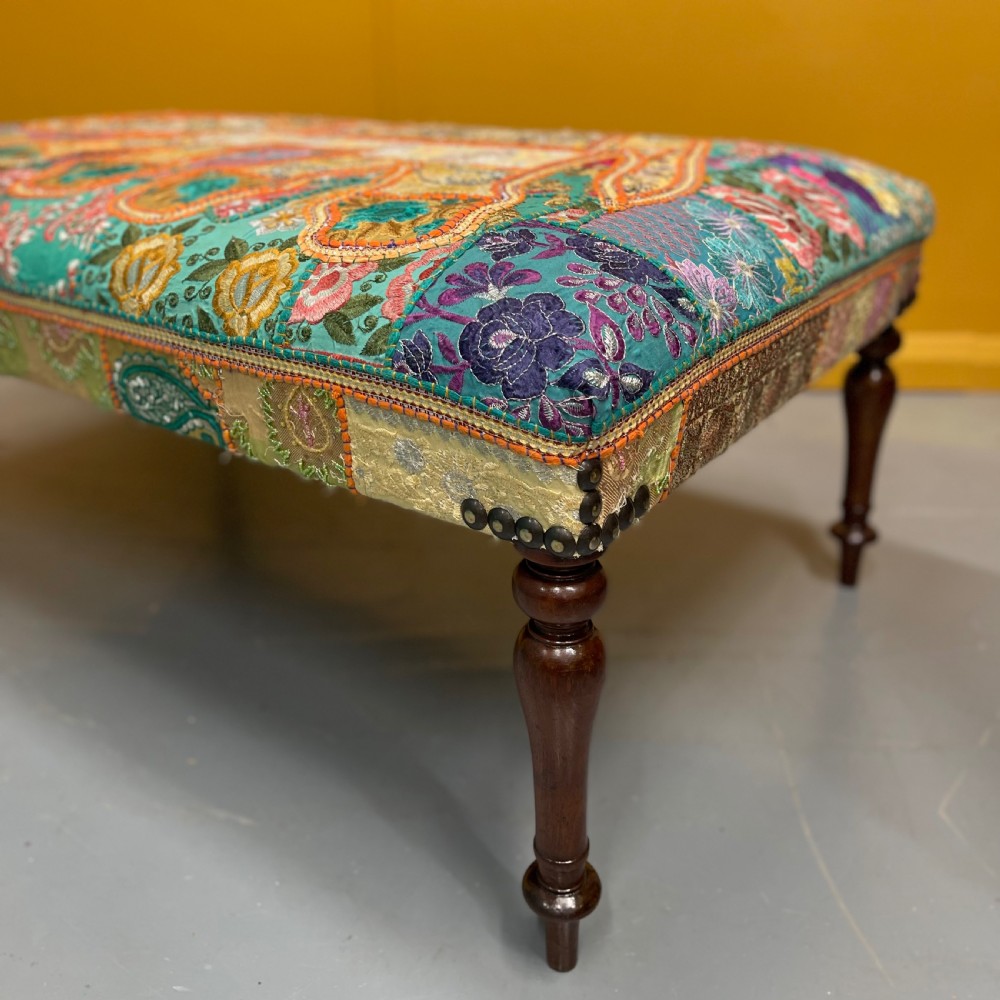 Large Indian elephant tapestry centre footstool View V