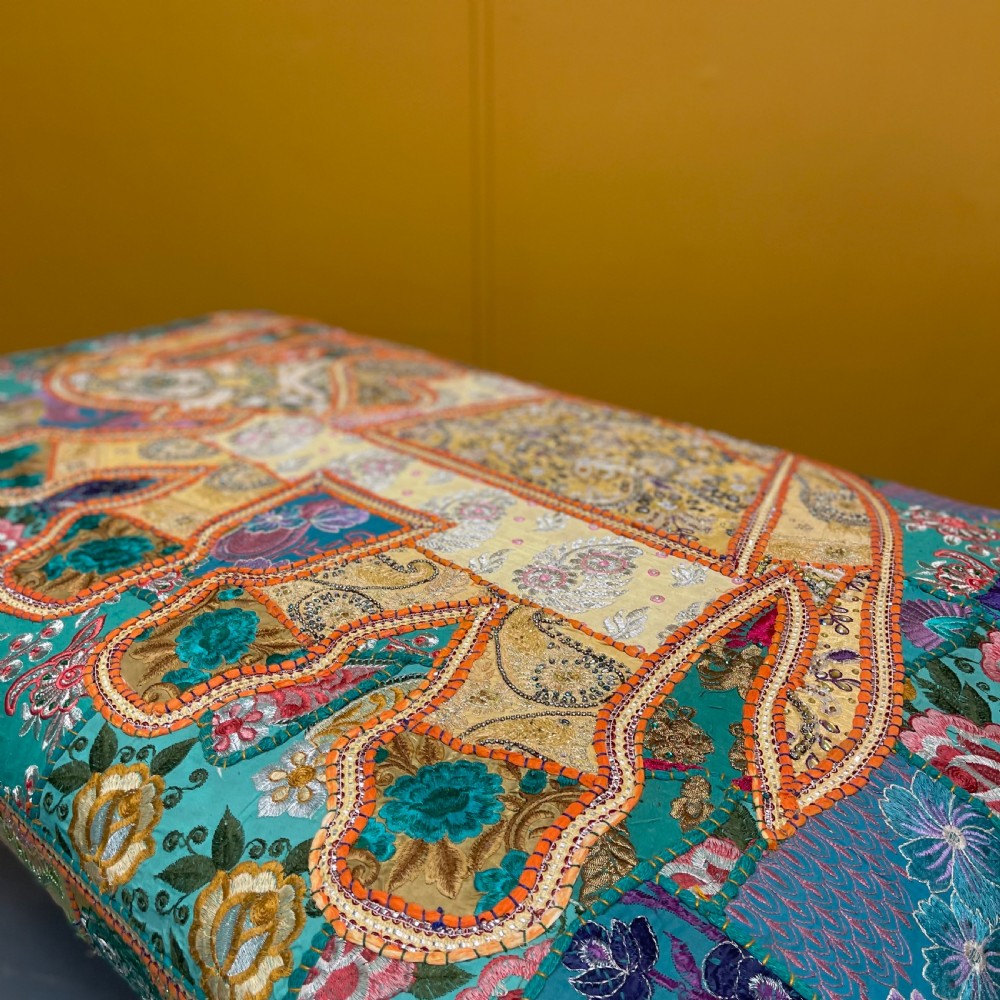 Large Indian elephant tapestry centre footstool View VI