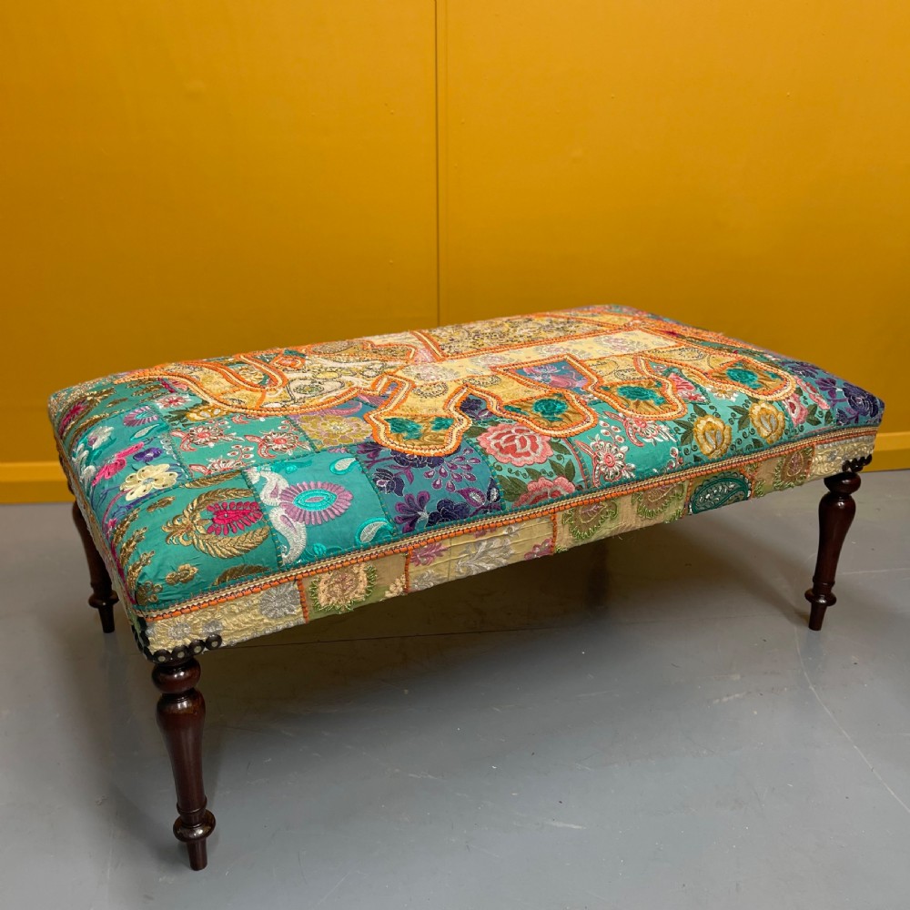 Large Indian elephant tapestry centre footstool View VII