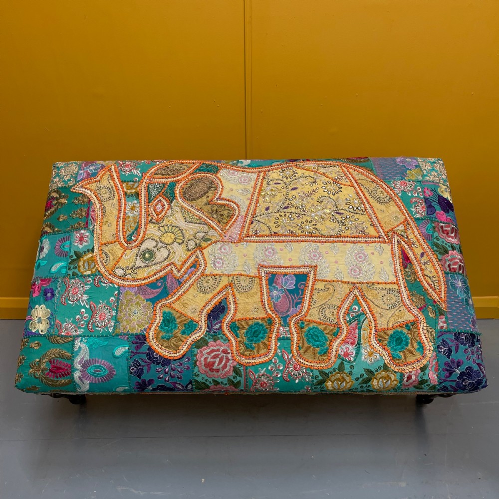 Large Indian elephant tapestry centre footstool View VIII