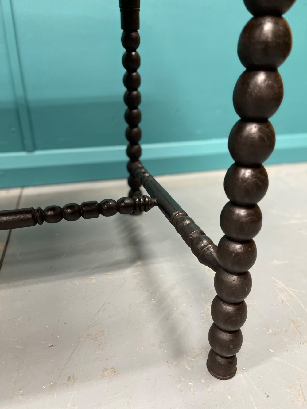 Ebonised bobbin turned side table View VI