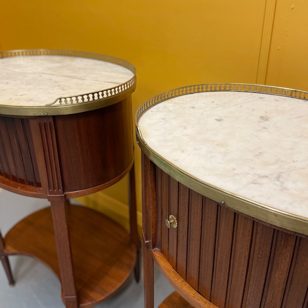 Pair of French oval bedside cabinets with tambour  View VII