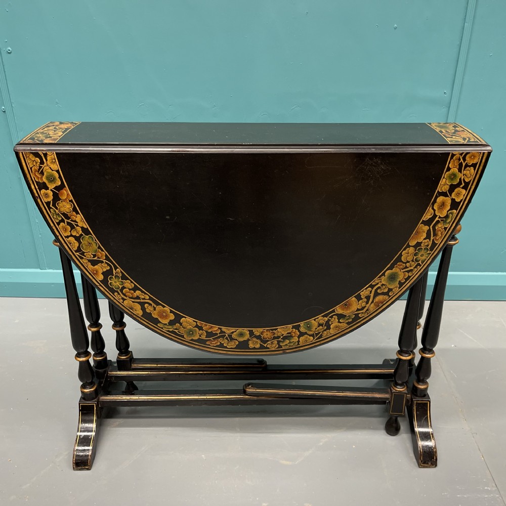 Black lacquered and decorated Sutherland side table View VI