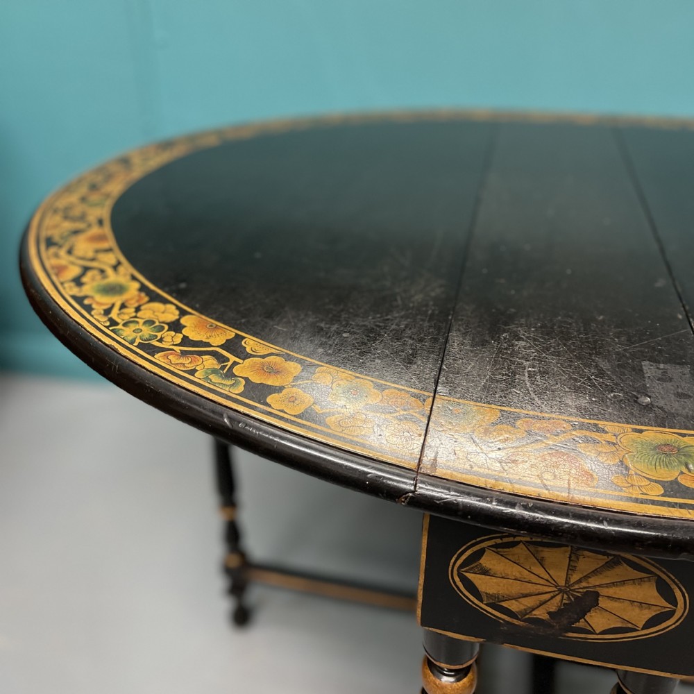Black lacquered and decorated Sutherland side table View VII