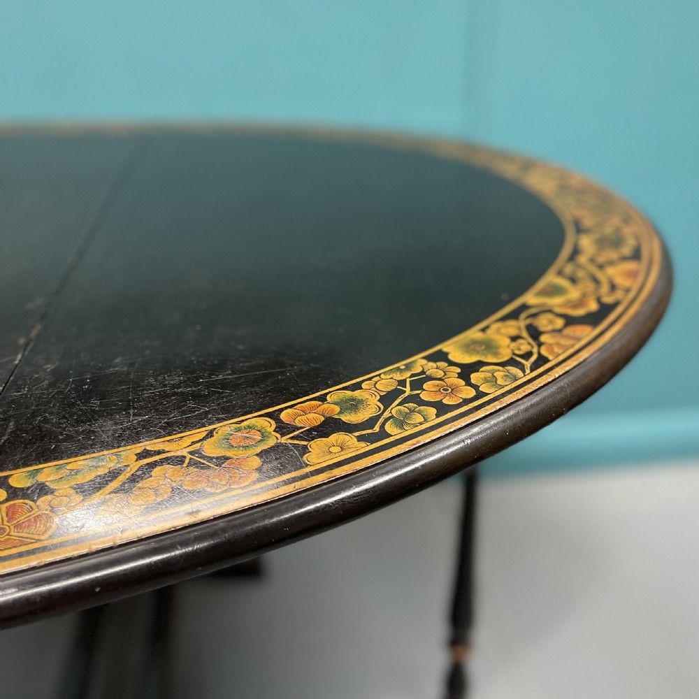 Black lacquered and decorated Sutherland side table View IX