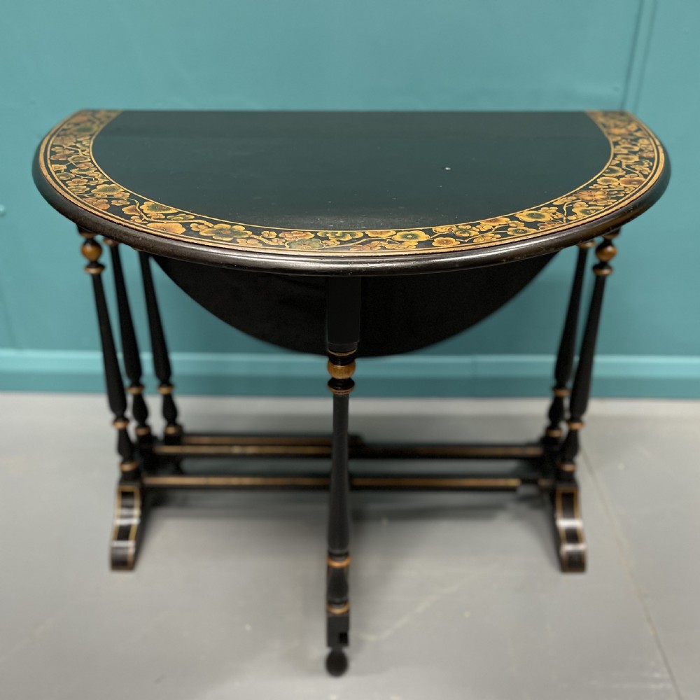 Black lacquered and decorated Sutherland side table View X