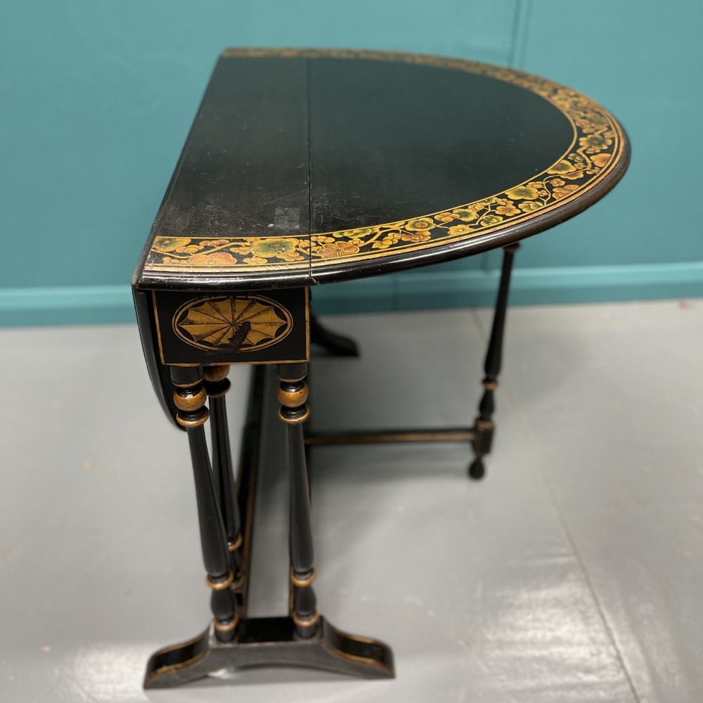 Black lacquered and decorated Sutherland side table View XI