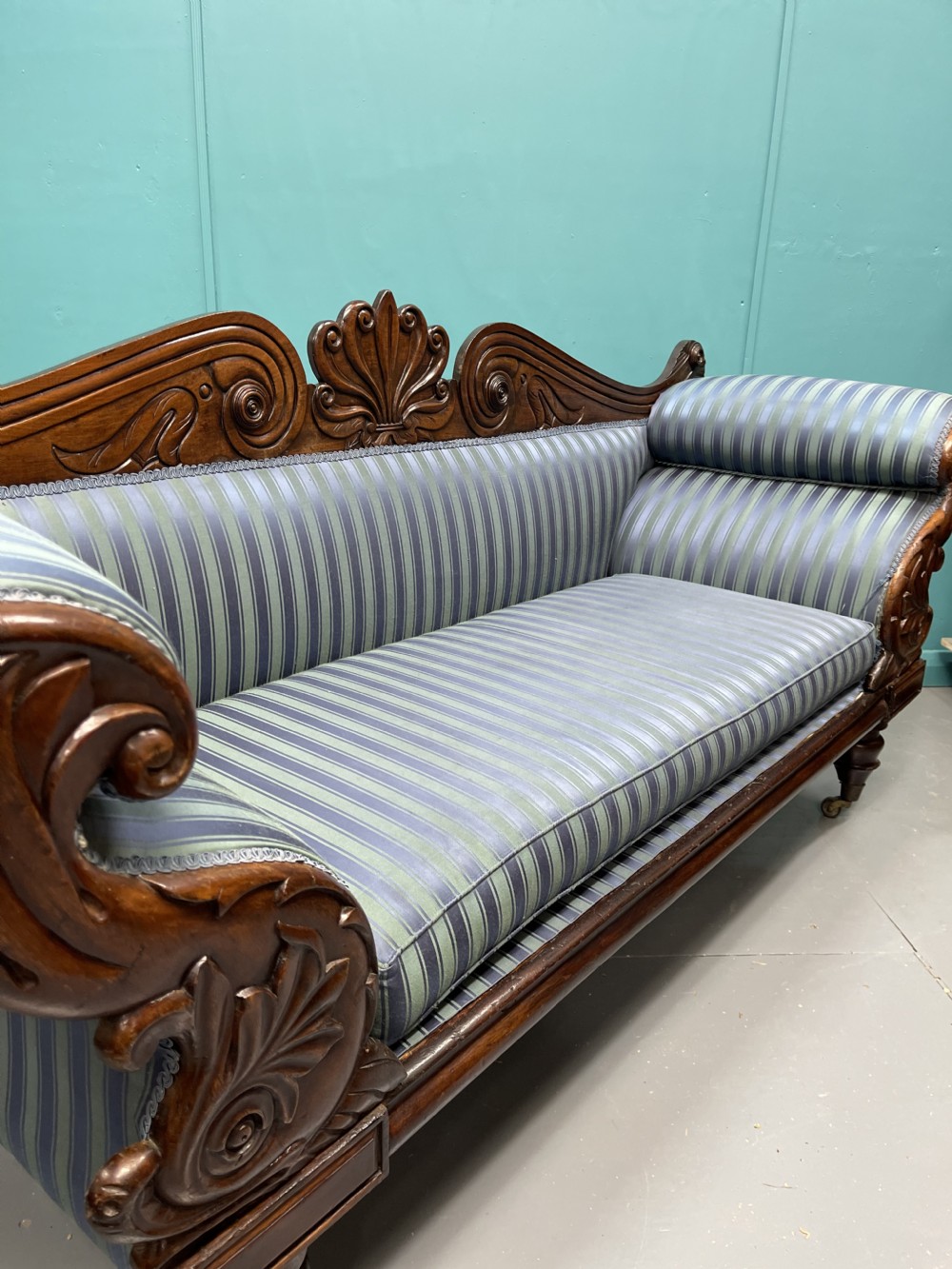 19th century English Regency mahogany sofa View X