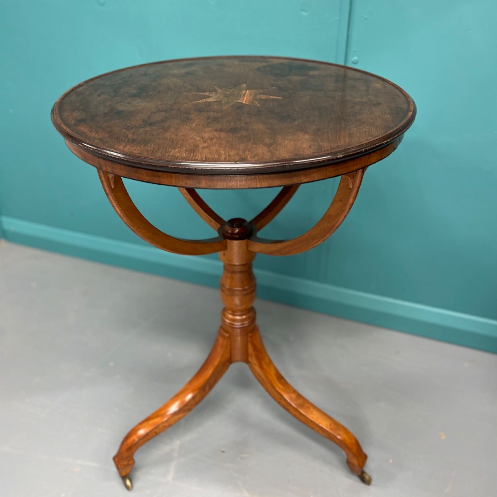 Unusual Regency cradle pedestal round side table