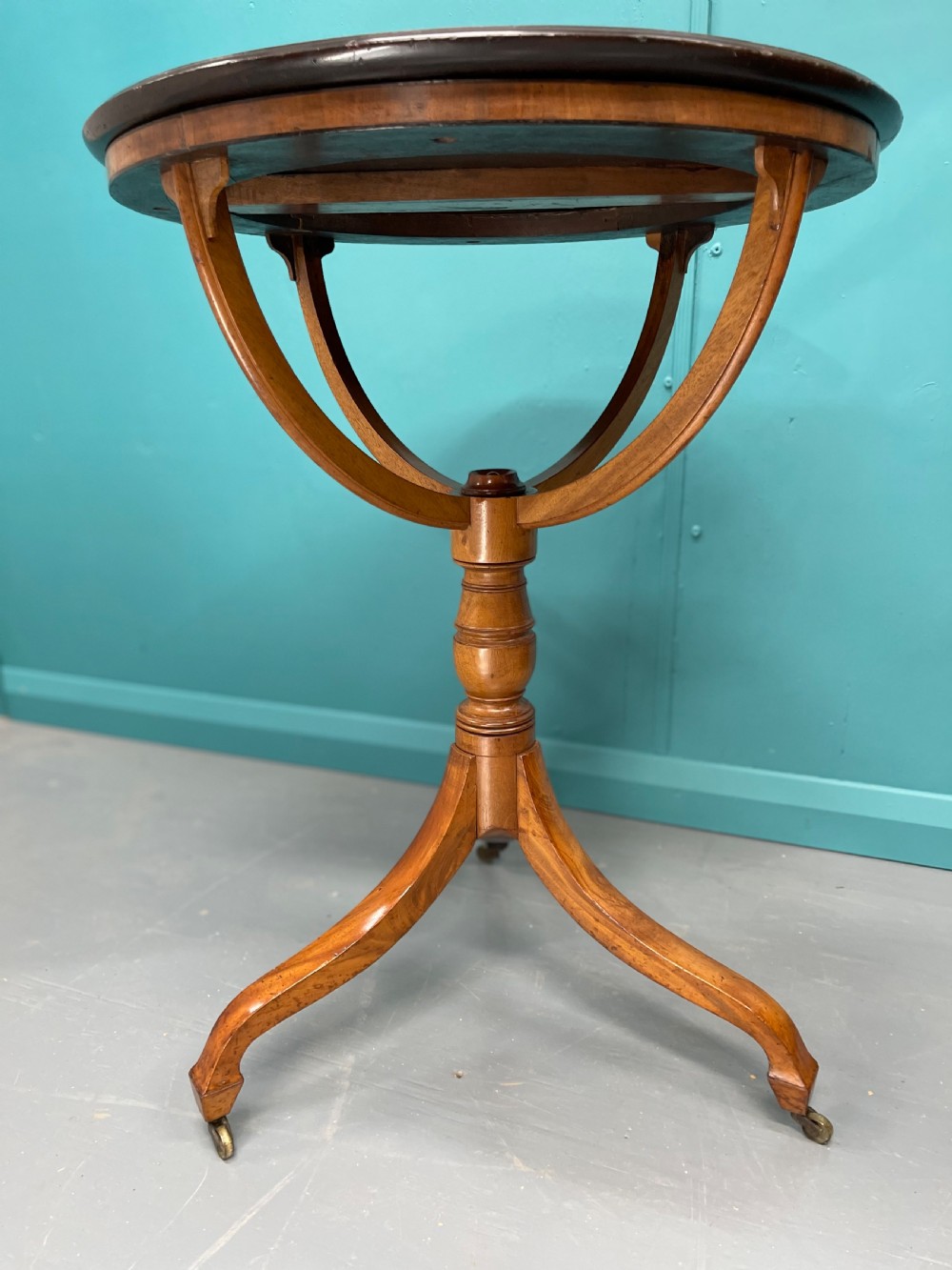 Unusual Regency cradle pedestal round side table View V