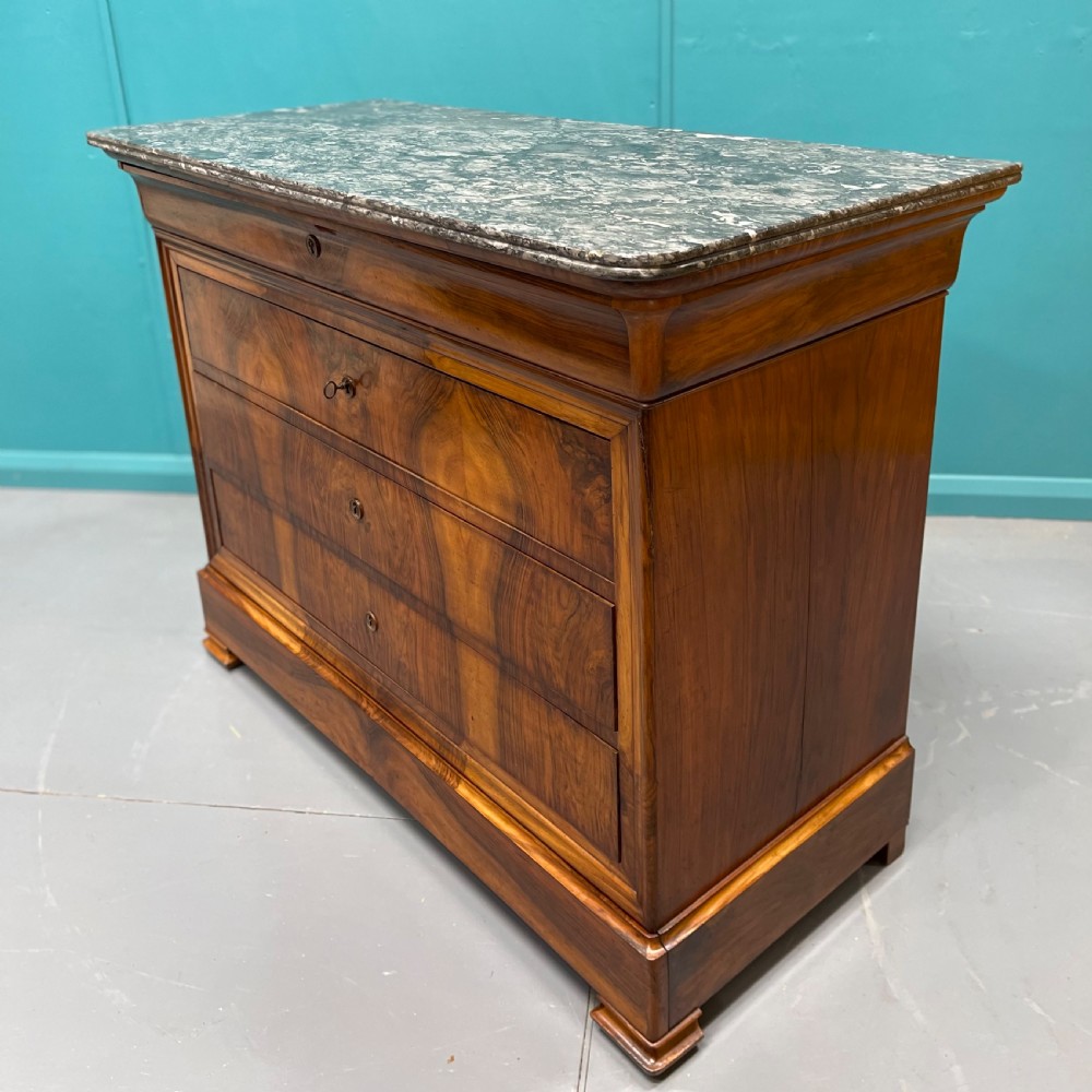 French figured walnut marble tops commode View IV