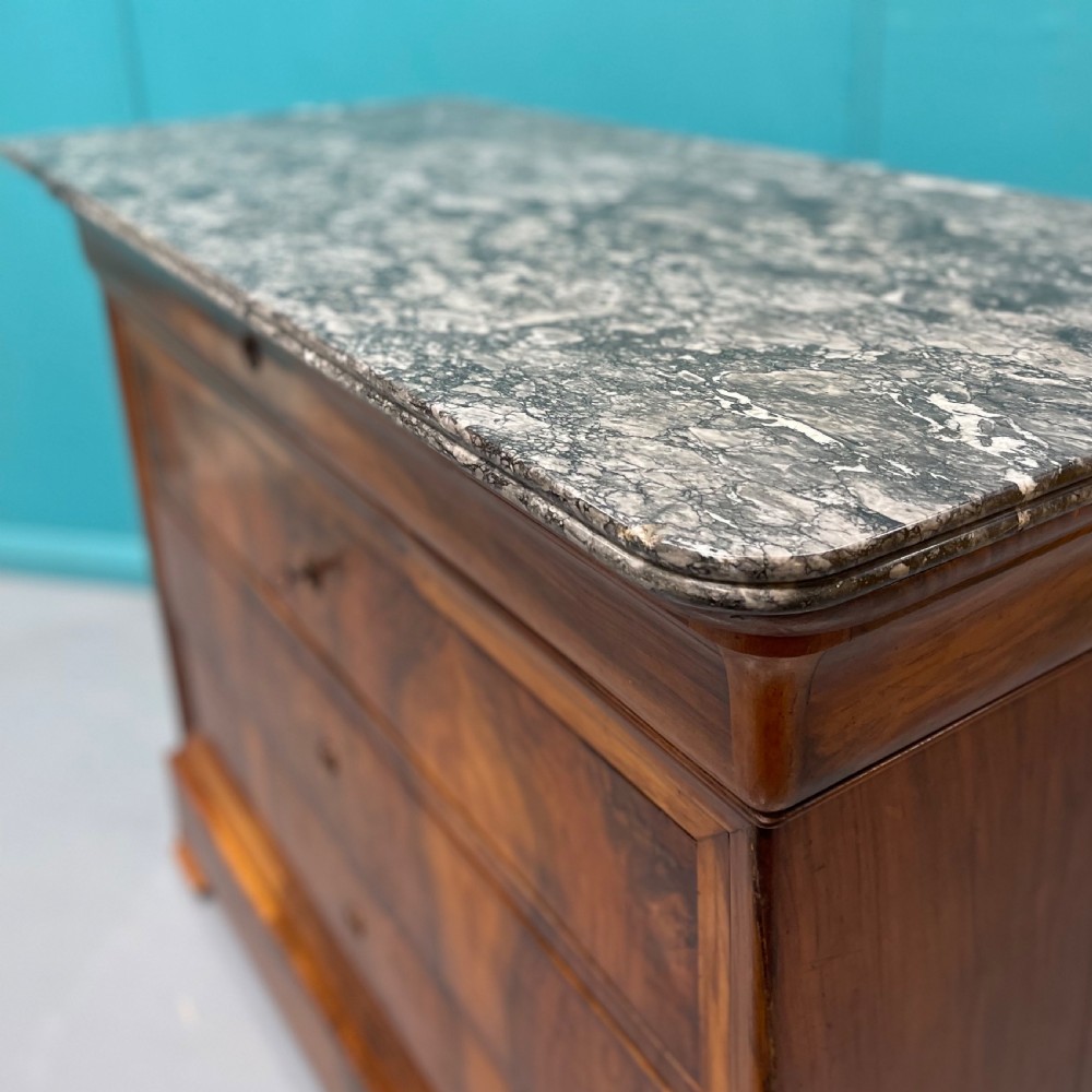 French figured walnut marble tops commode View VI