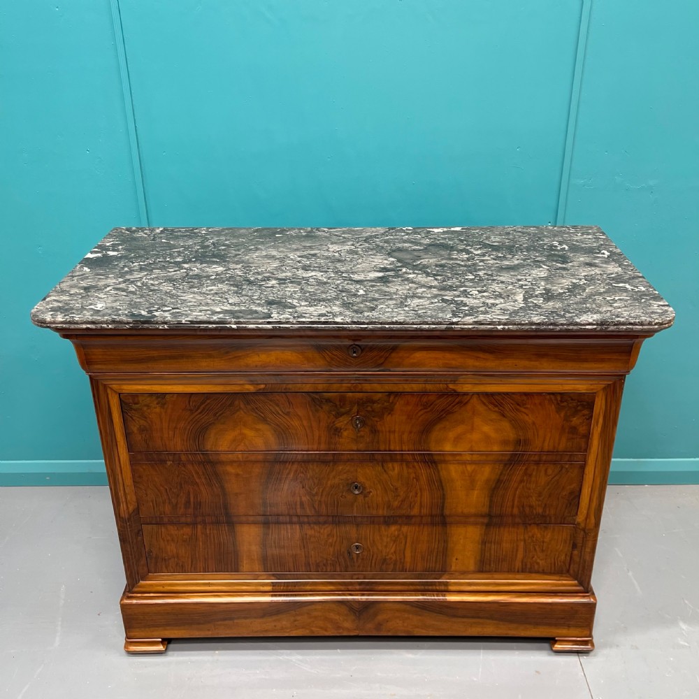 French figured walnut marble tops commode View IX