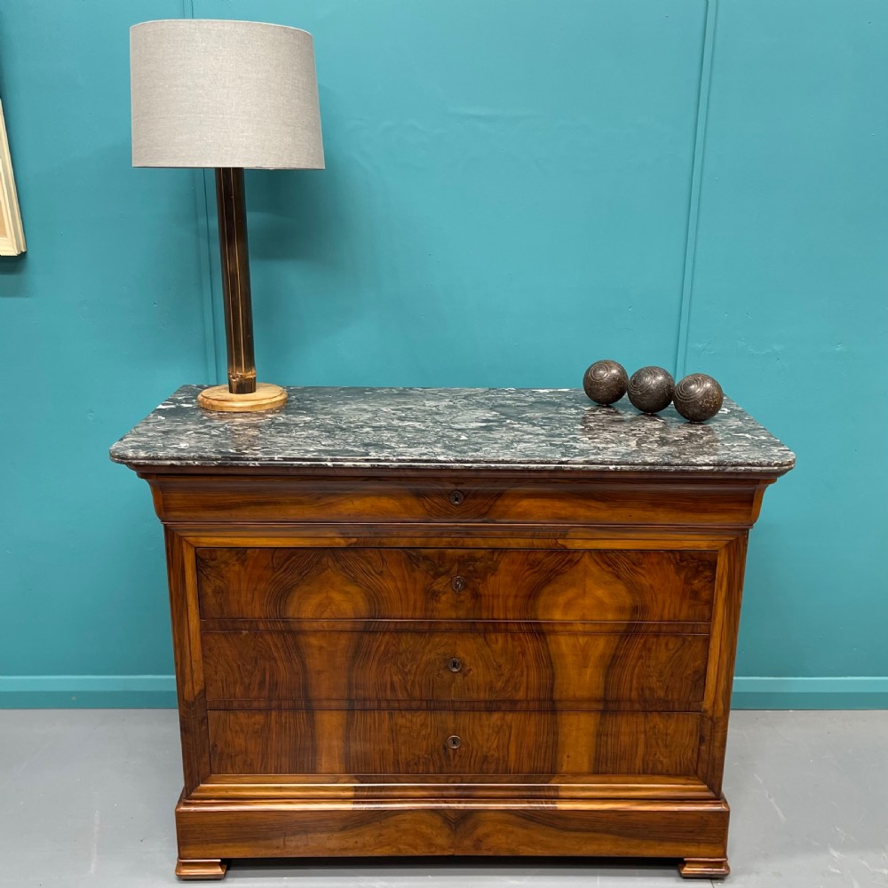 French figured walnut marble tops commode View XI