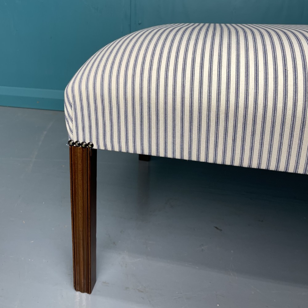 Ottoman centre footstool in ticking stripes  View II