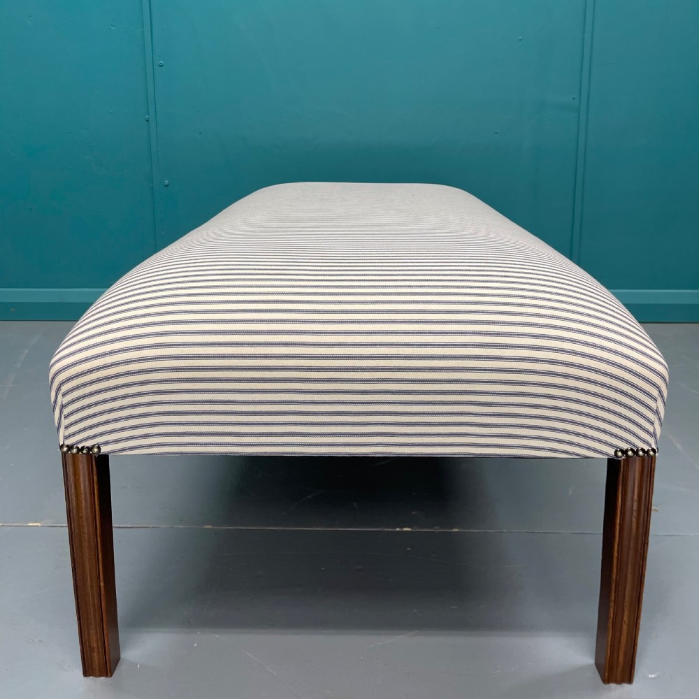 Ottoman centre footstool in ticking stripes  View III