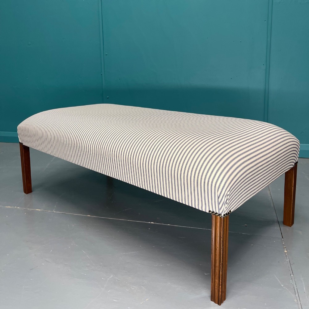 Ottoman centre footstool in ticking stripes  View IV