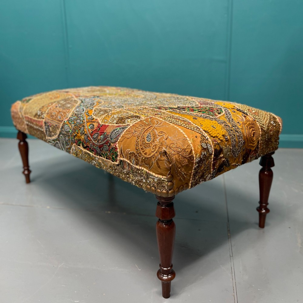 Patchwork tapestry ottoman centre footstool