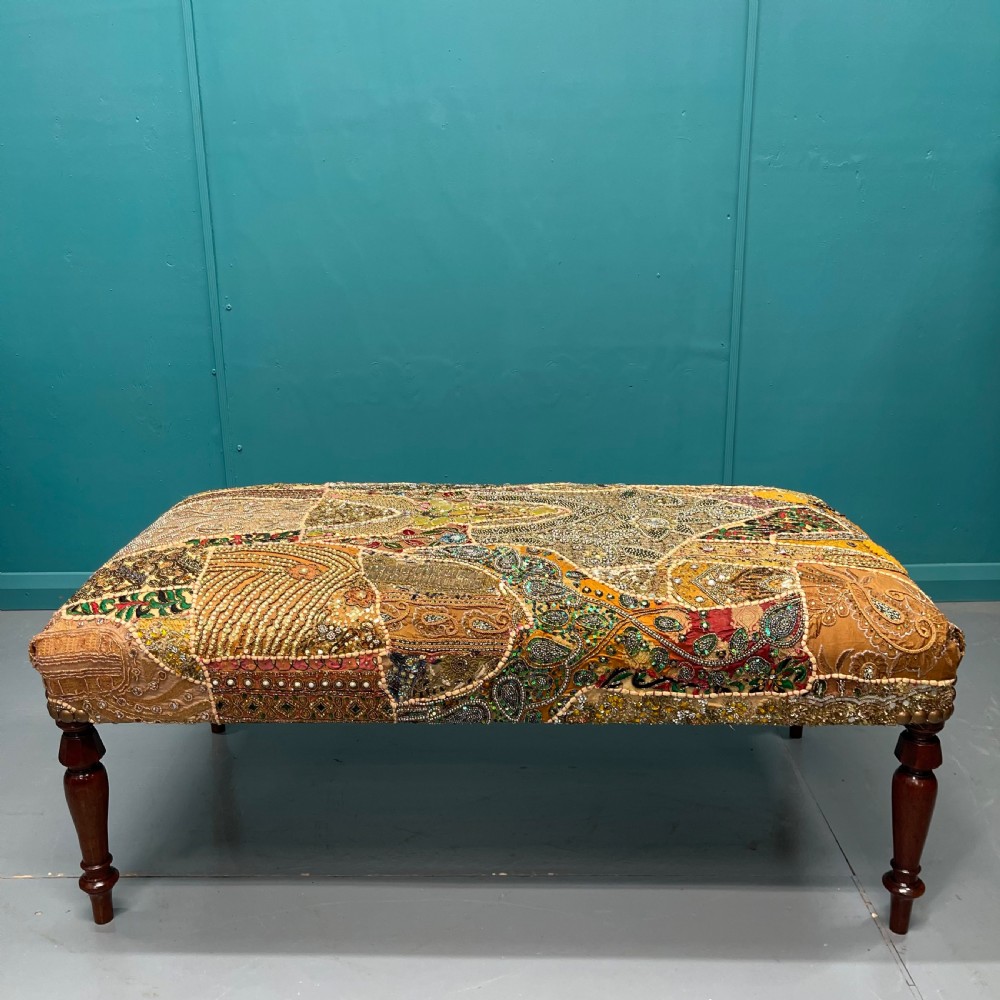 Patchwork tapestry ottoman centre footstool View II