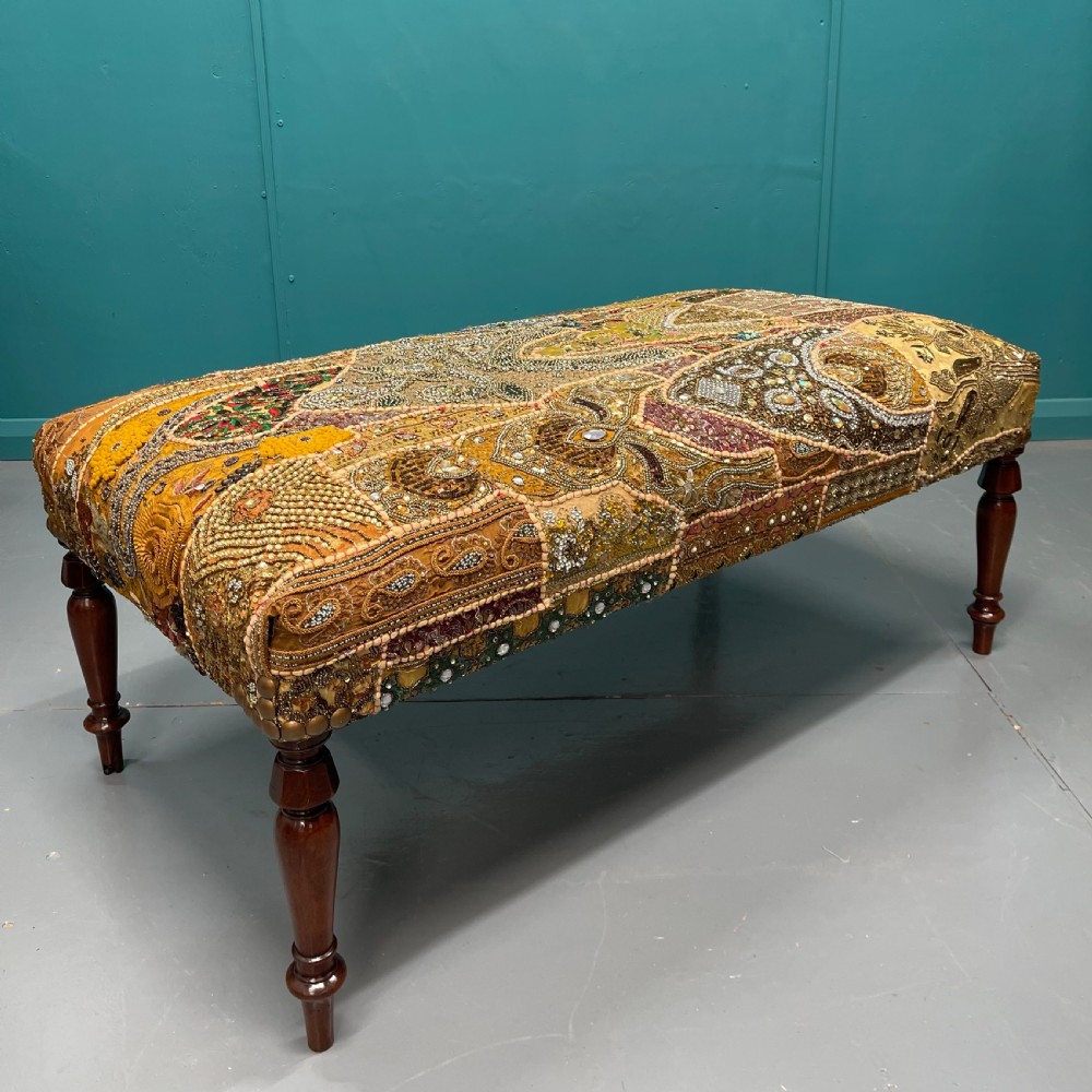 Patchwork tapestry ottoman centre footstool View III