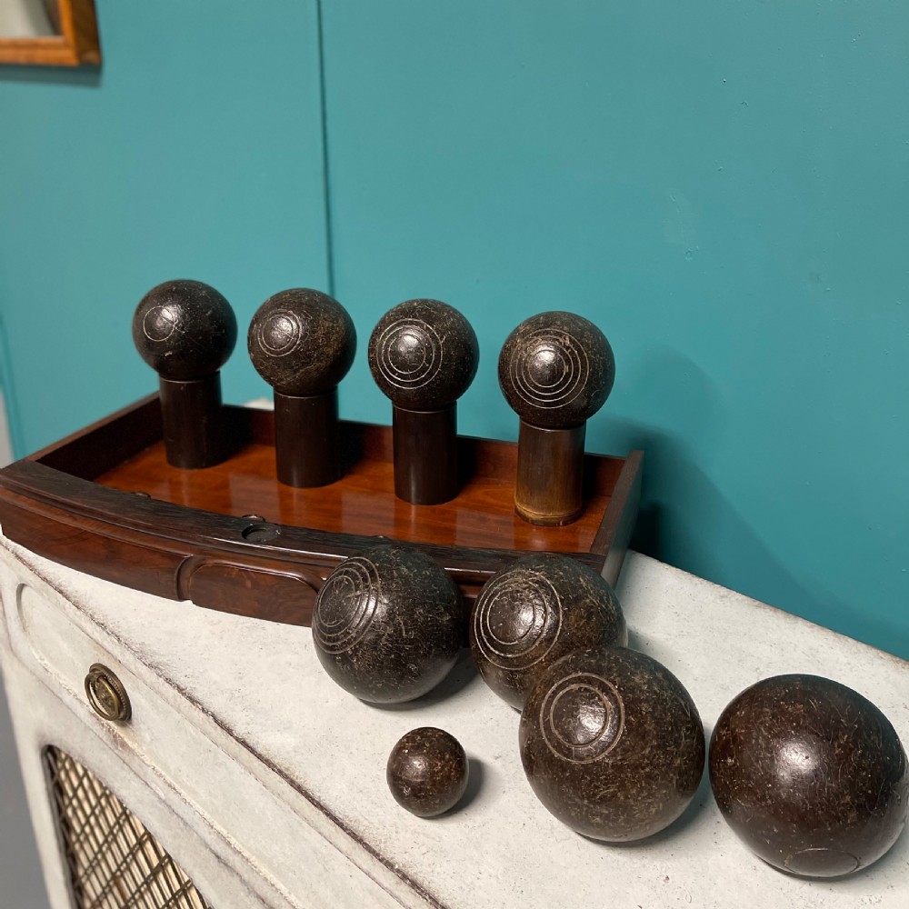 Set of lignum vitae French pétanque boules  View V