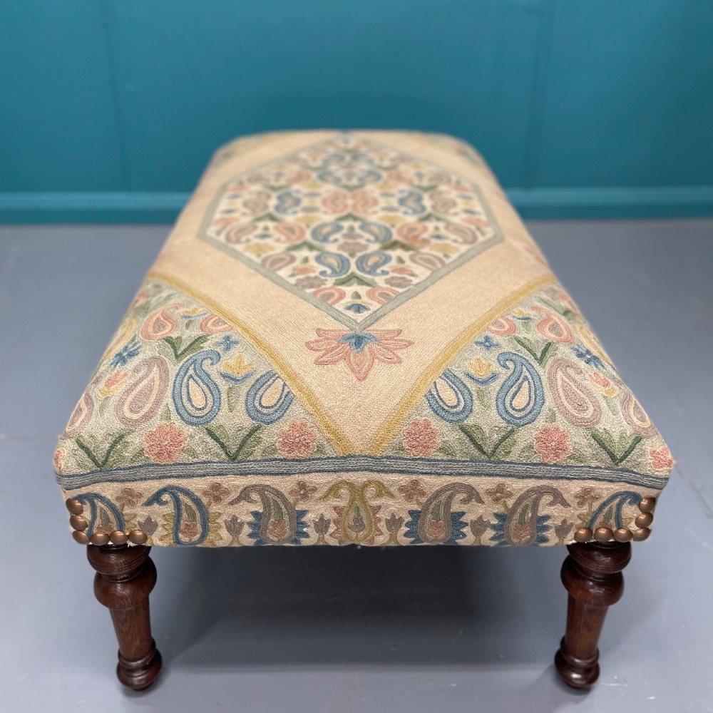 Victorian ottoman footstool with needlepoint View II