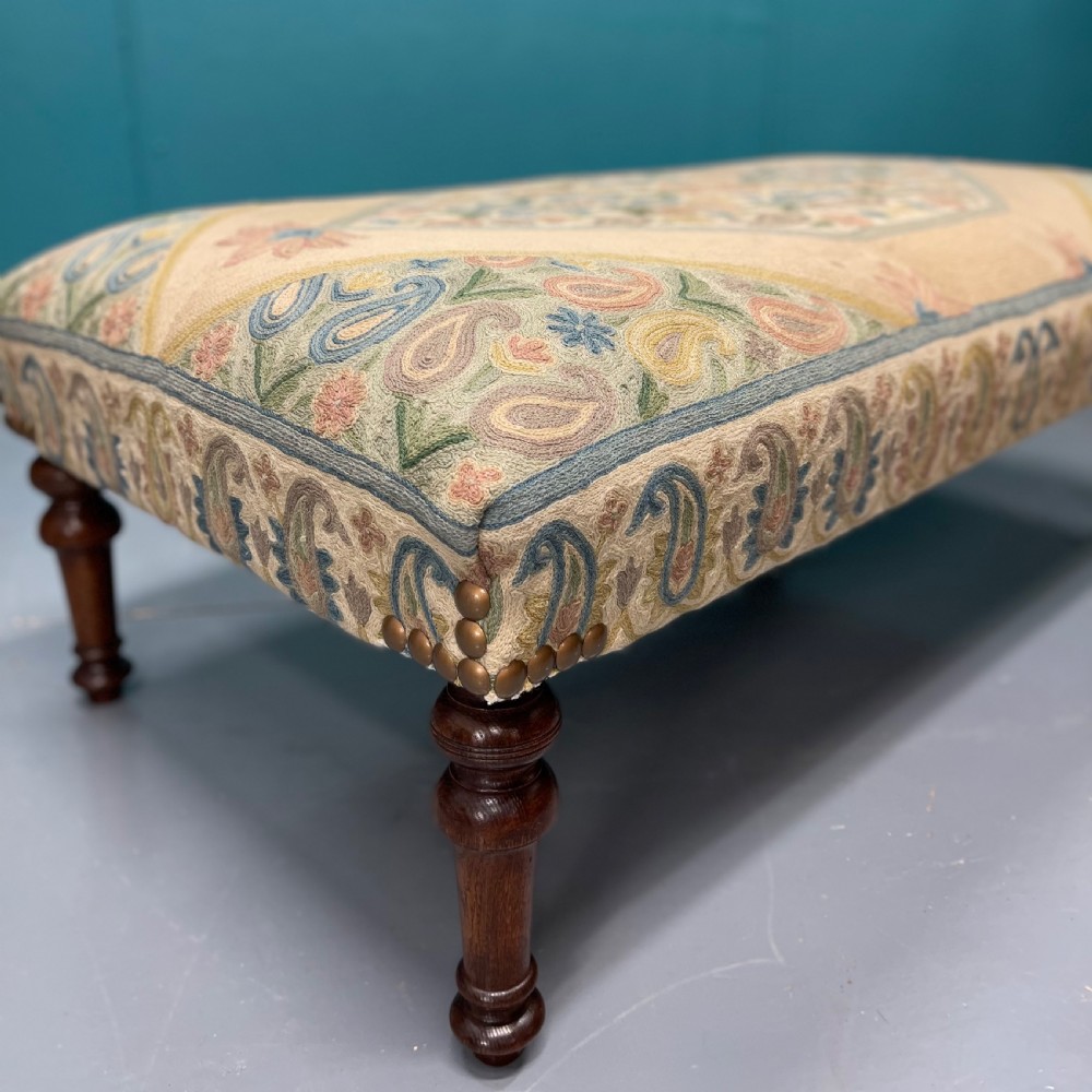 Victorian ottoman footstool with needlepoint View III