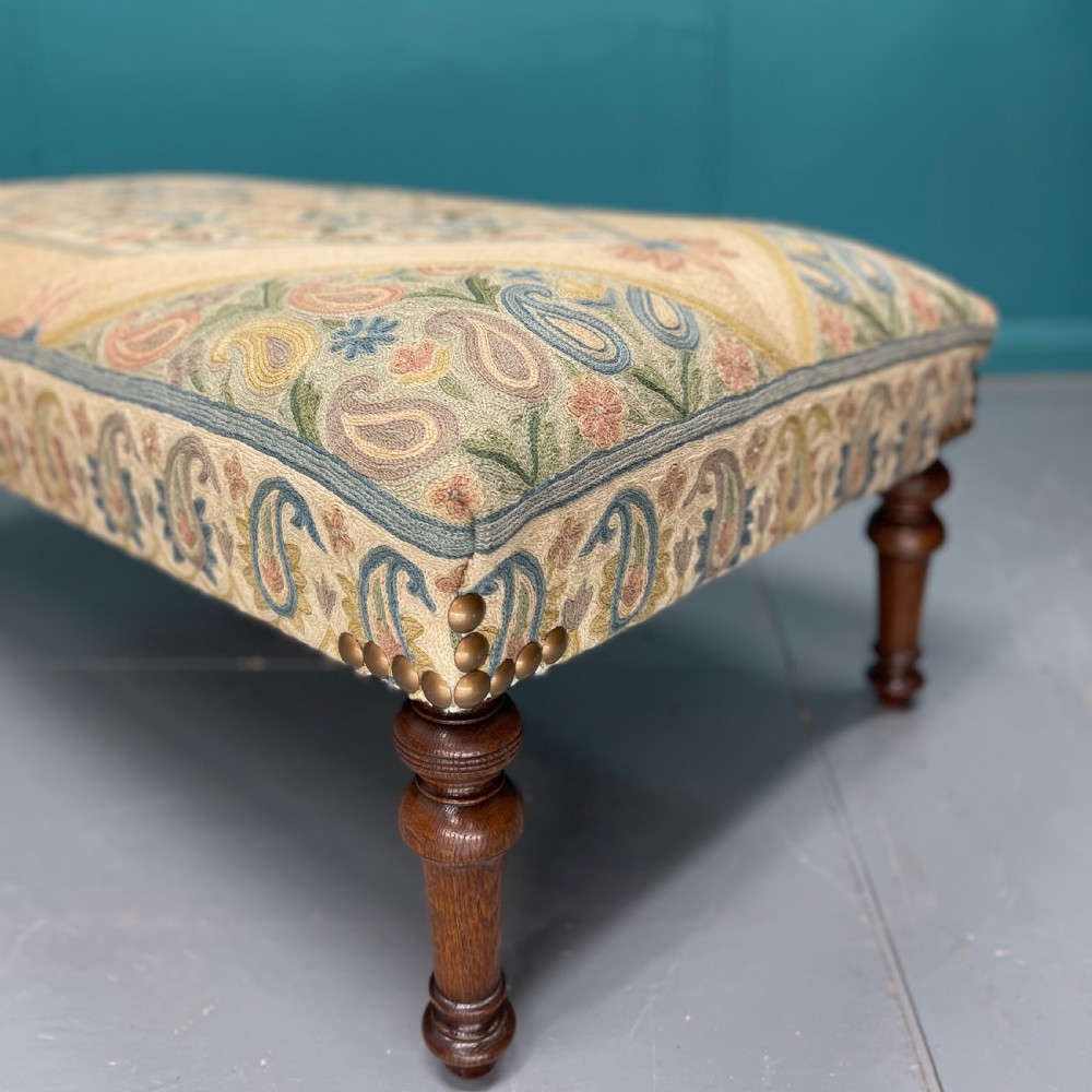 Victorian ottoman footstool with needlepoint View IV