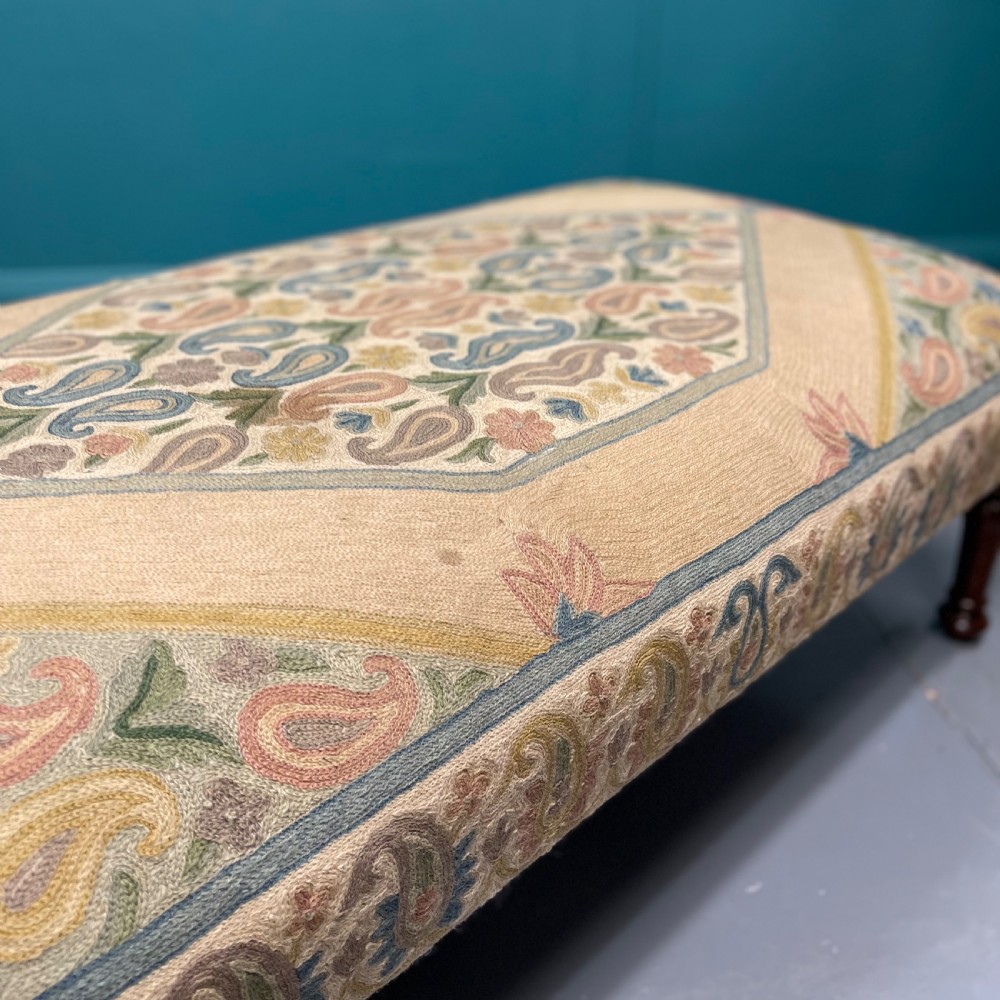 Victorian ottoman footstool with needlepoint View V
