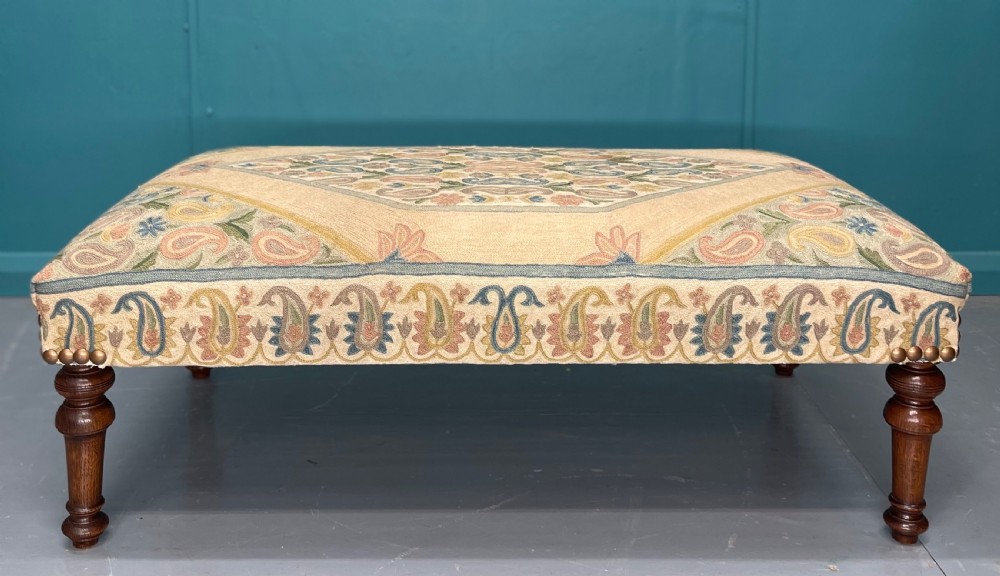 Victorian ottoman footstool with needlepoint View VII