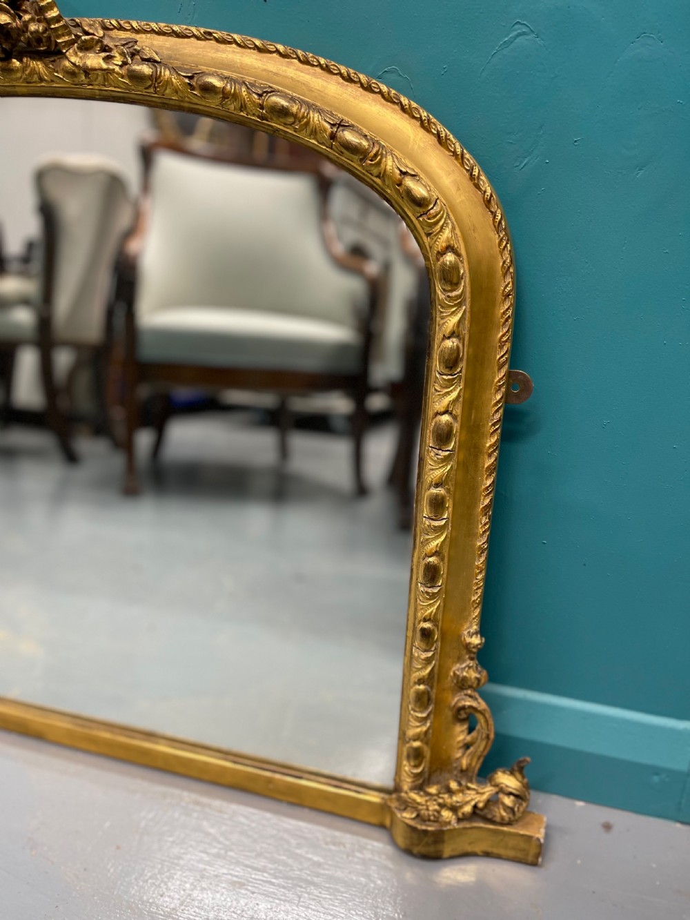 Super quality gilt overmantle mirror with ribbons View IV