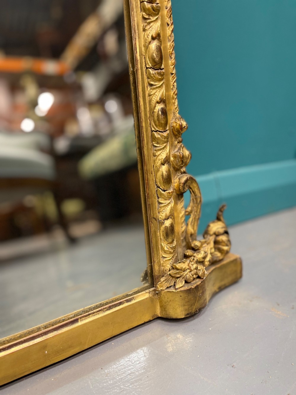Super quality gilt overmantle mirror with ribbons View V