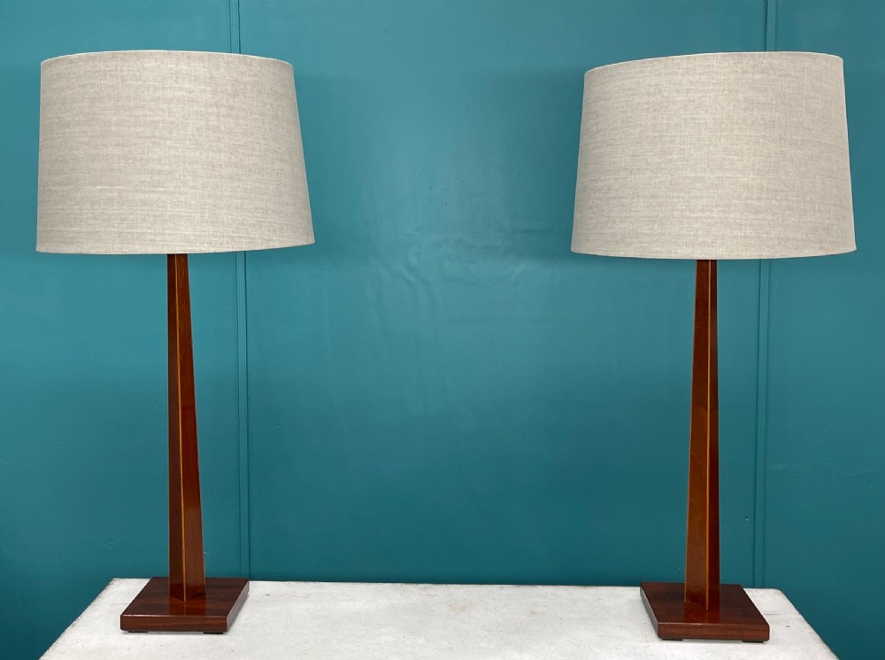 Pair of Sheraton style tapered column lamps