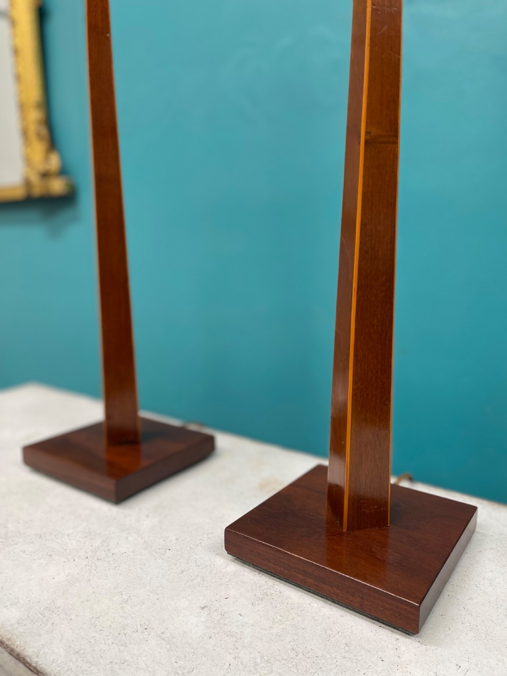 Pair of Sheraton style tapered column lamps View III