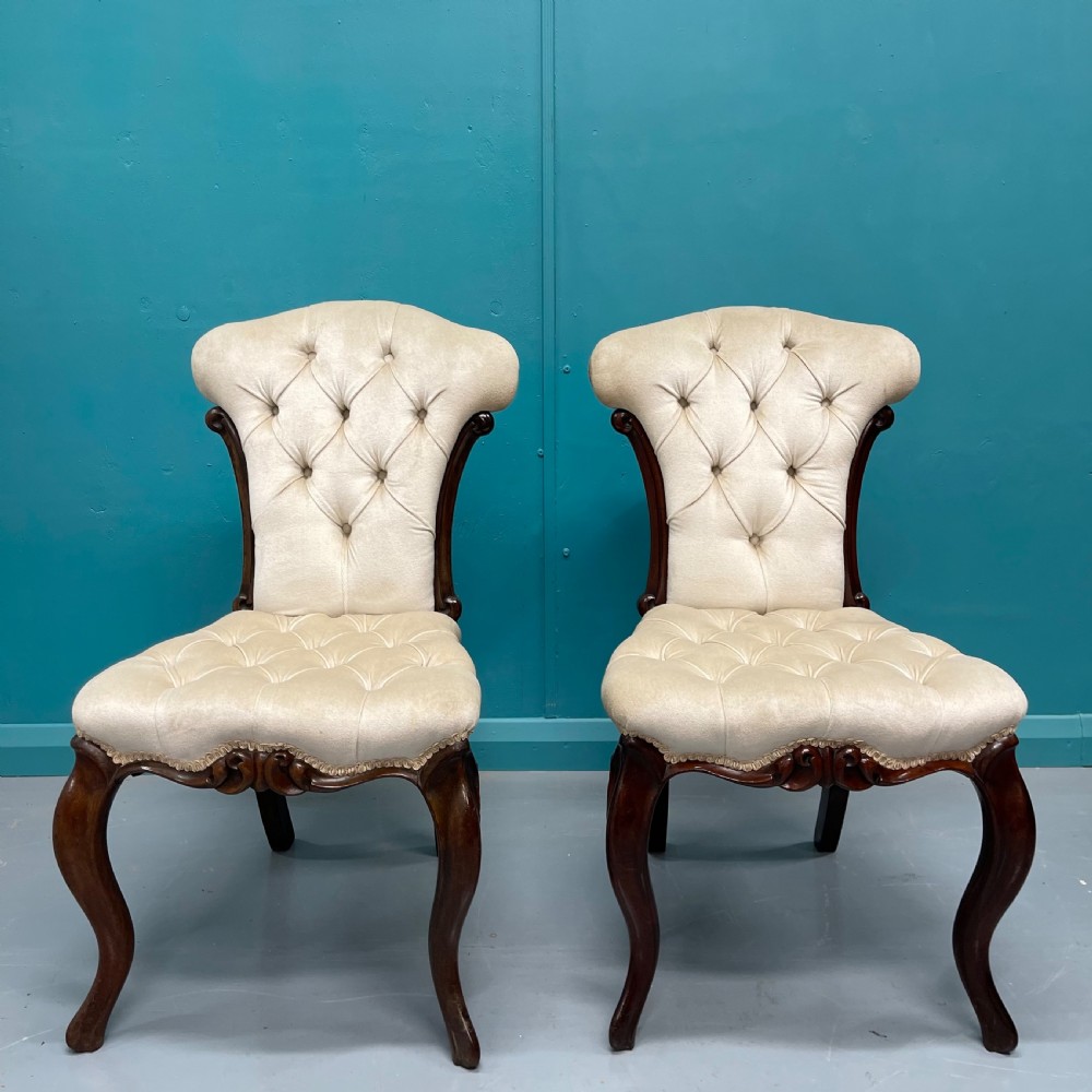 Pair of buttoned occasional side chairs View II