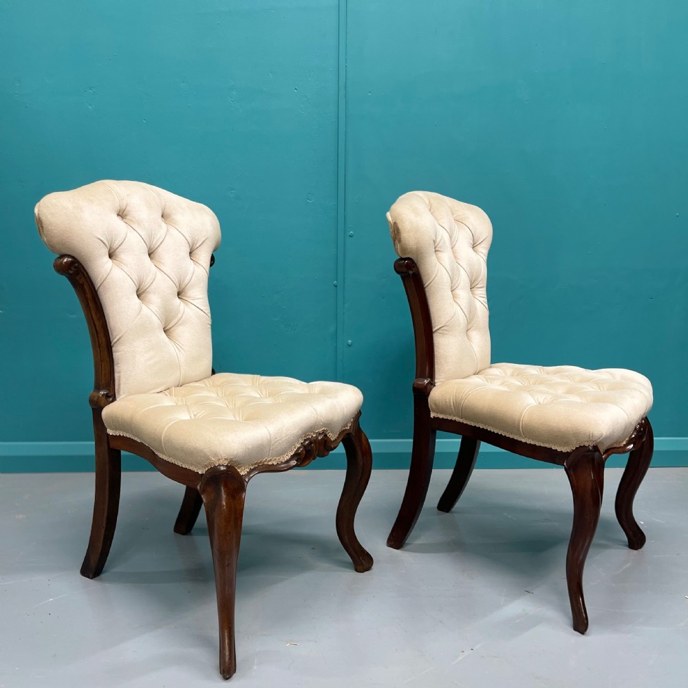 Pair of buttoned occasional side chairs View III