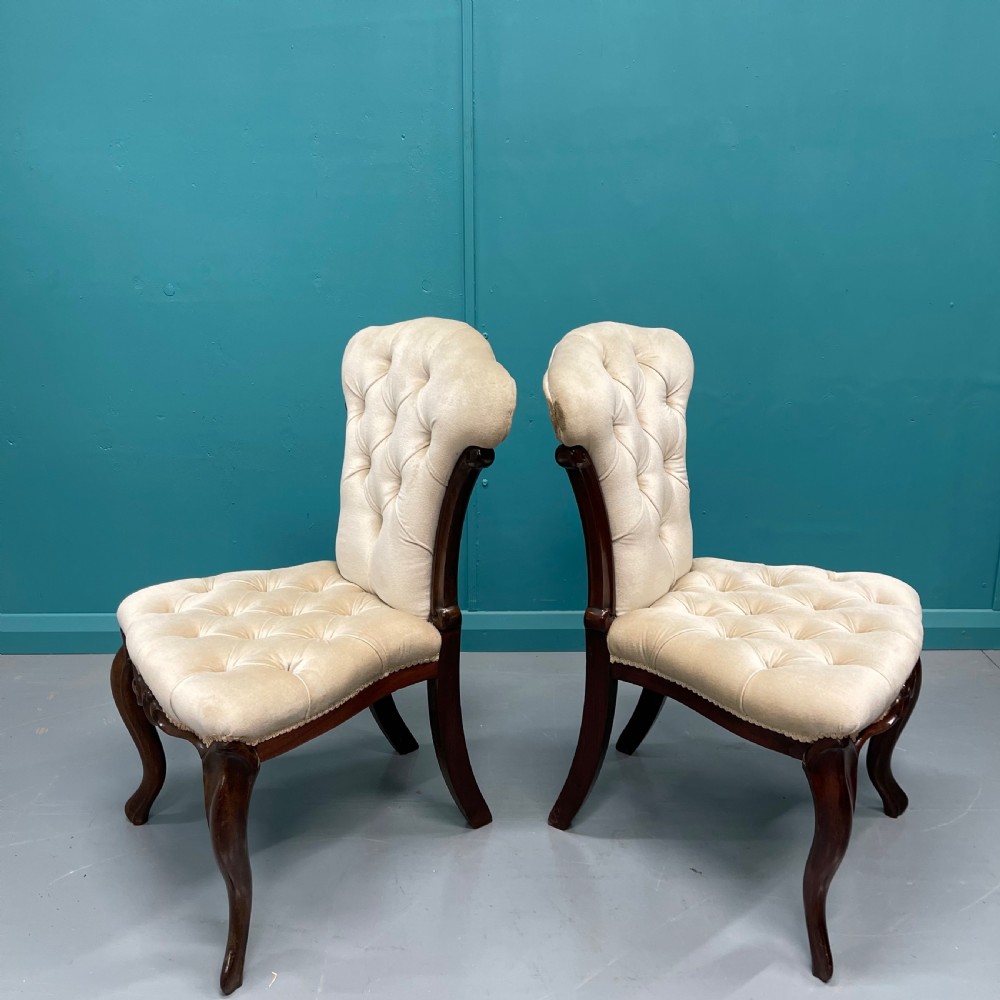 Pair of buttoned occasional side chairs View IV