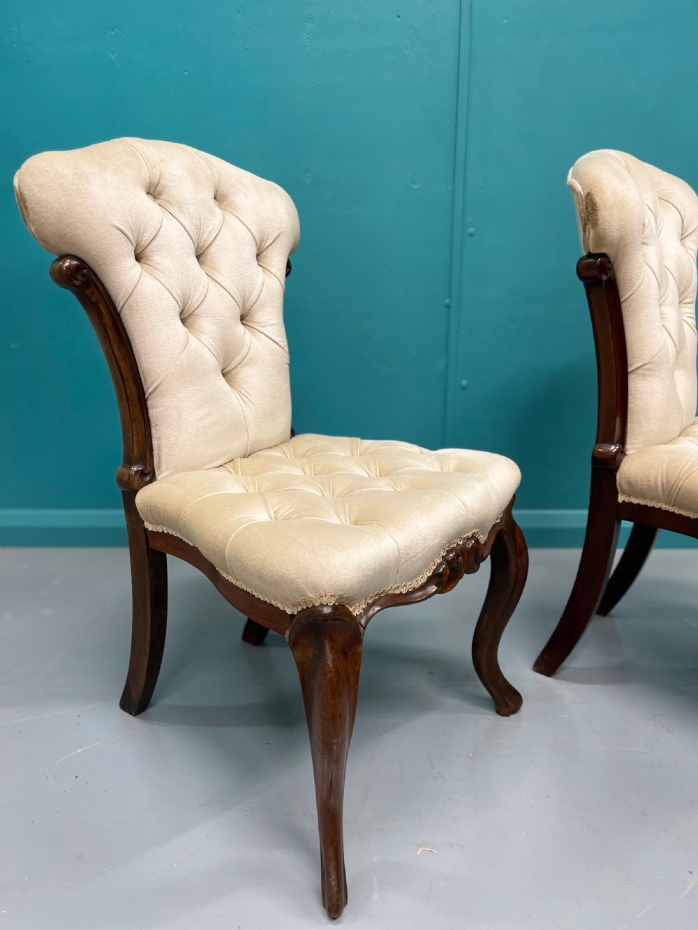 Pair of buttoned occasional side chairs View VII