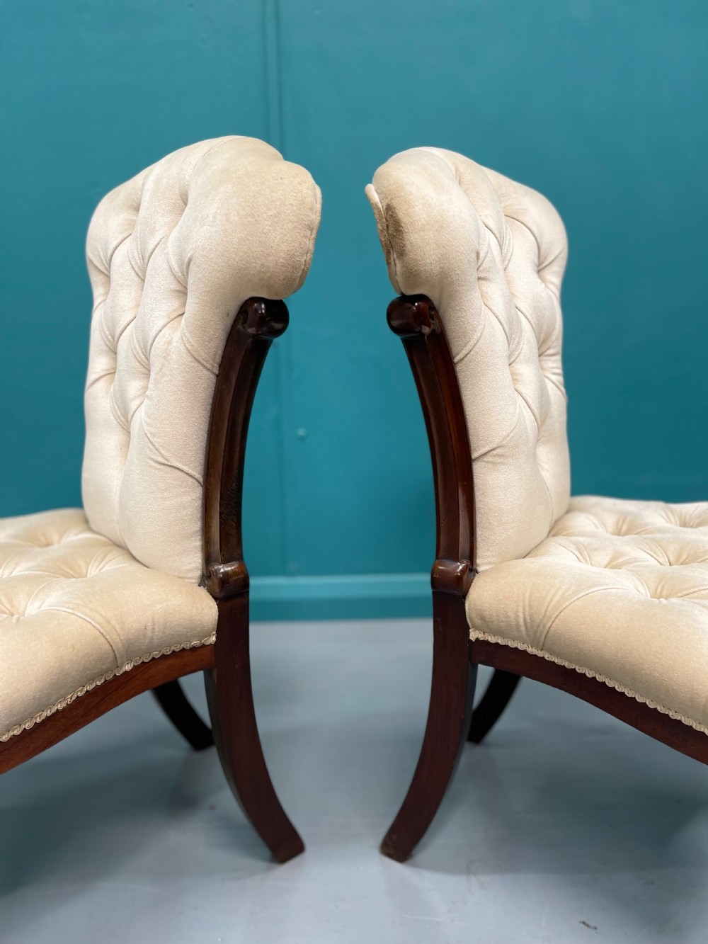 Pair of buttoned occasional side chairs View VIII