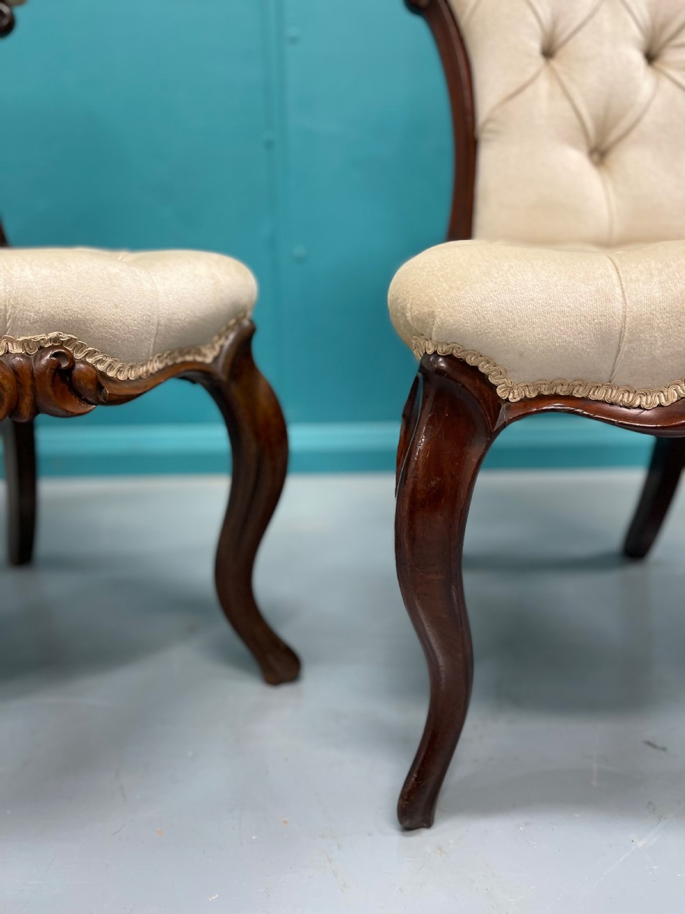Pair of buttoned occasional side chairs View IX