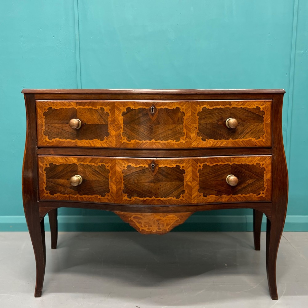 Italian marquetry commode chest of drawers  View II