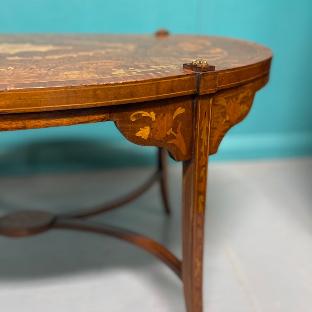 Oval marquetry coffee table by Greenwood & Sons View III